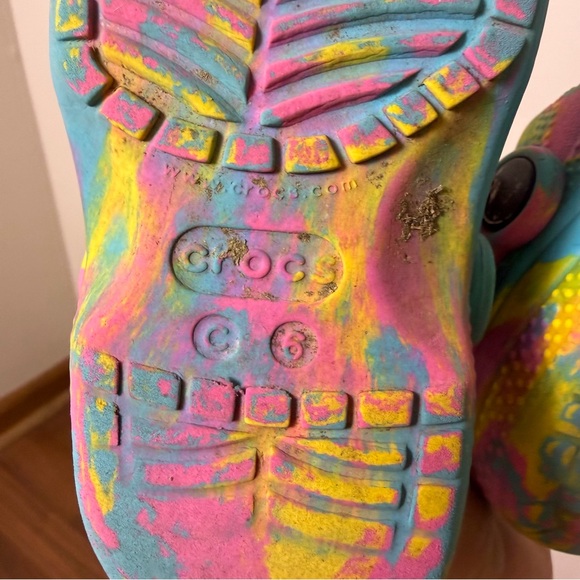 Crocs Classic Clog Toddler Size C6 Tie Dye Marbled Blue Pink Yellow - Picture 5 of 5